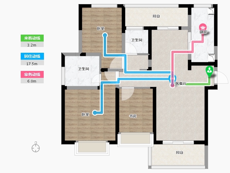 江苏省-苏州市-江湾雅园-100.14-户型库-动静线