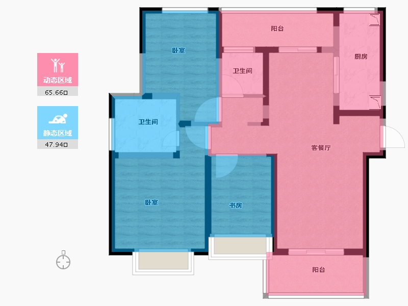 江苏省-苏州市-江湾雅园-100.14-户型库-动静分区