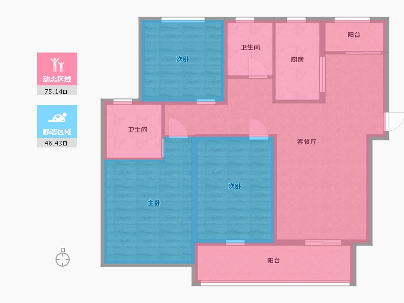 江苏省-盐城市-登达新天地3期望府-108.80-户型库-动静分区