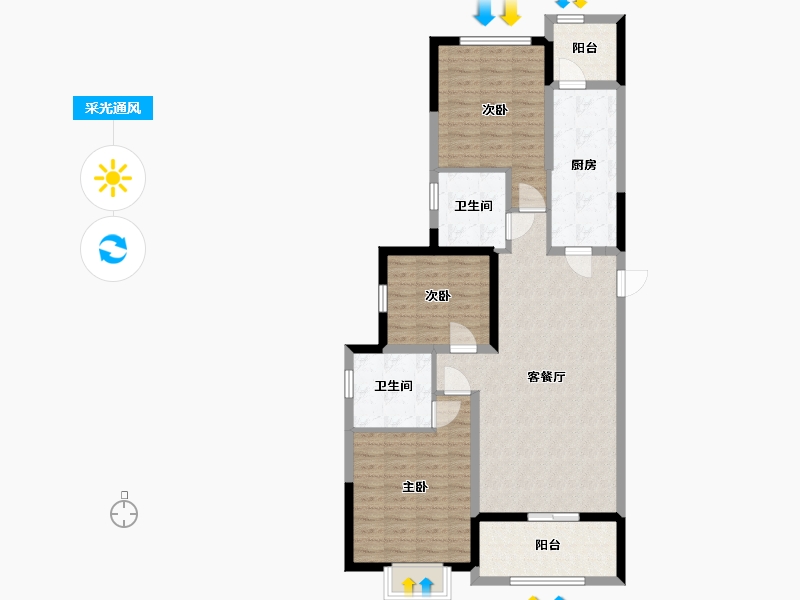 陕西省-西安市-西安恒大养生谷-98.00-户型库-采光通风