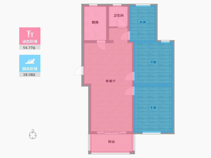 江苏省-盐城市-金丰花园-84.89-户型库-动静分区