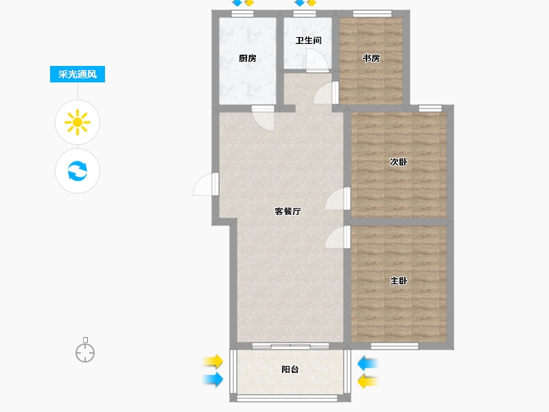 江苏省-盐城市-金丰花园-84.89-户型库-采光通风