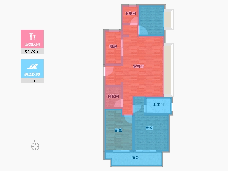 江苏省-常州市-万科金域蓝湾-92.00-户型库-动静分区