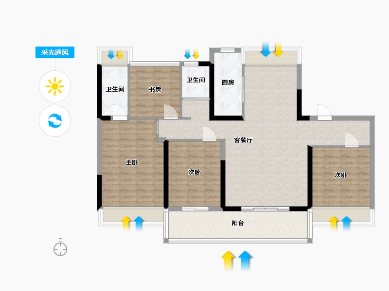 江苏省-盐城市-碧桂园幸福里-114.40-户型库-采光通风