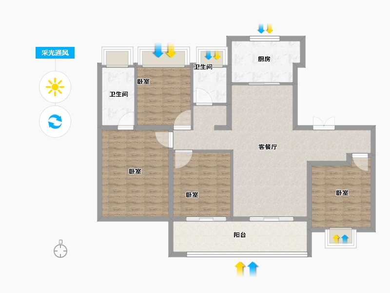 江苏省-常州市-旭辉都会上著-111.99-户型库-采光通风