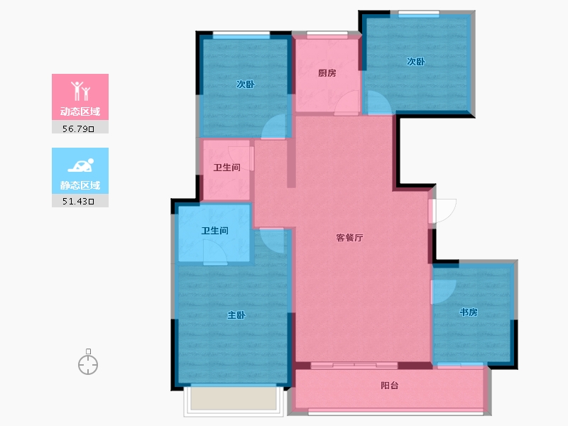 陕西省-榆林市-德通·金沙悦府-97.53-户型库-动静分区