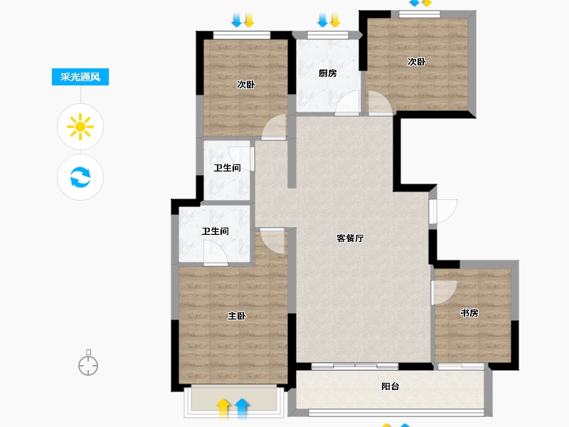 陕西省-榆林市-德通·金沙悦府-97.53-户型库-采光通风