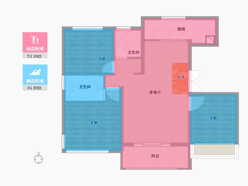 陕西省-西安市-绿地新里格林公馆-86.01-户型库-动静分区