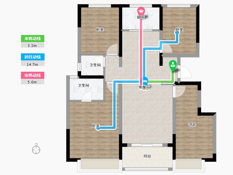 陕西省-咸阳市-中旅·海泉湾公馆-110.04-户型库-动静线