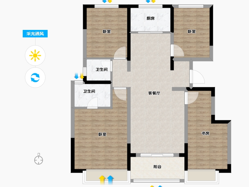 陕西省-咸阳市-中旅·海泉湾公馆-110.04-户型库-采光通风