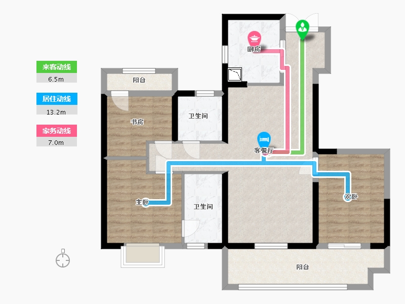 江苏省-盐城市-碧桂园新城天樾府-95.20-户型库-动静线