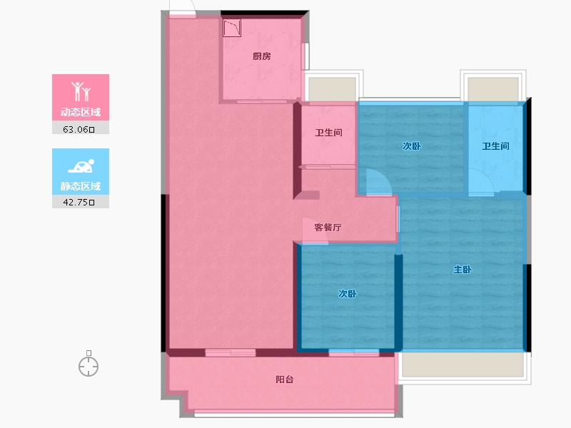 江苏省-盐城市-碧桂园幸福里-95.19-户型库-动静分区