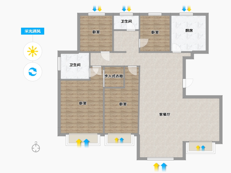 甘肃省-金昌市-保利领秀山-125.87-户型库-采光通风