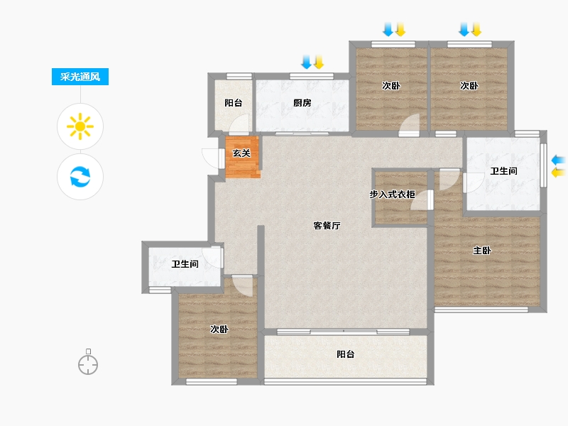 江苏省-苏州市-仁恒 四季和鸣雅园-133.80-户型库-采光通风