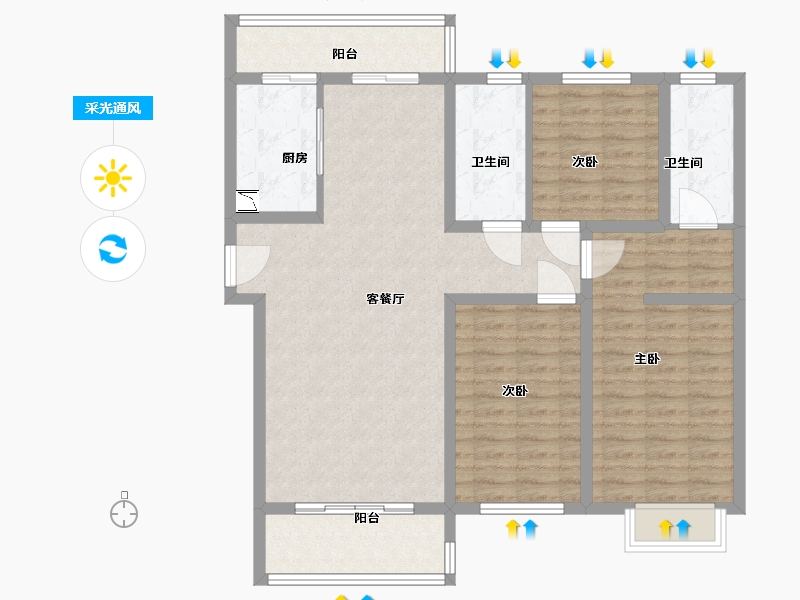 河北省-保定市-尚层名筑三期-106.00-户型库-采光通风