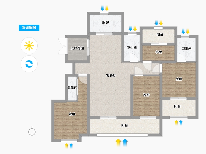 陕西省-西安市-正荣府-107.00-户型库-采光通风