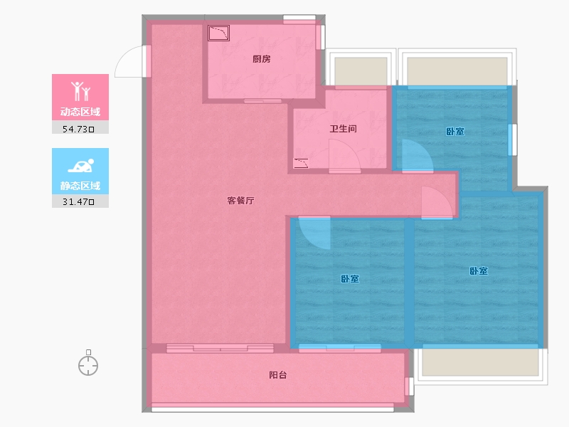 江苏省-苏州市-绿城明月江南-77.00-户型库-动静分区