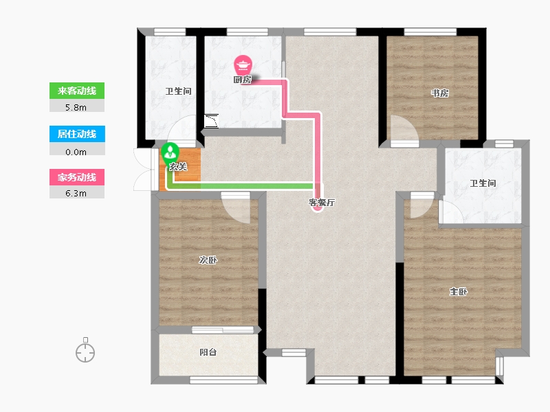 江苏省-常州市-凯纳公馆-113.80-户型库-动静线