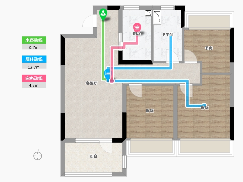 江苏省-苏州市-朗诗和风熙华雅苑-71.00-户型库-动静线