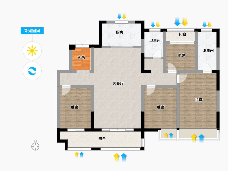 江苏省-苏州市-褐石源筑-116.00-户型库-采光通风