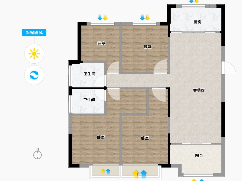 江苏省-苏州市-亨通吴越锦绣-108.00-户型库-采光通风