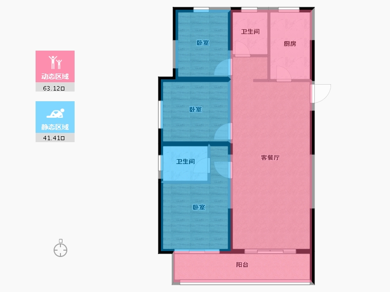 陕西省-咸阳市-泰禾富凤凰府-94.34-户型库-动静分区