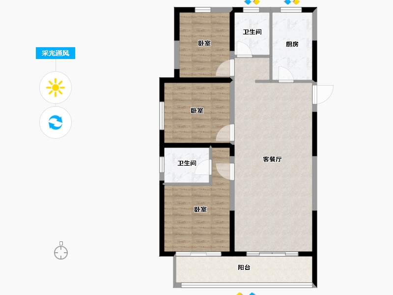 陕西省-咸阳市-泰禾富凤凰府-94.34-户型库-采光通风