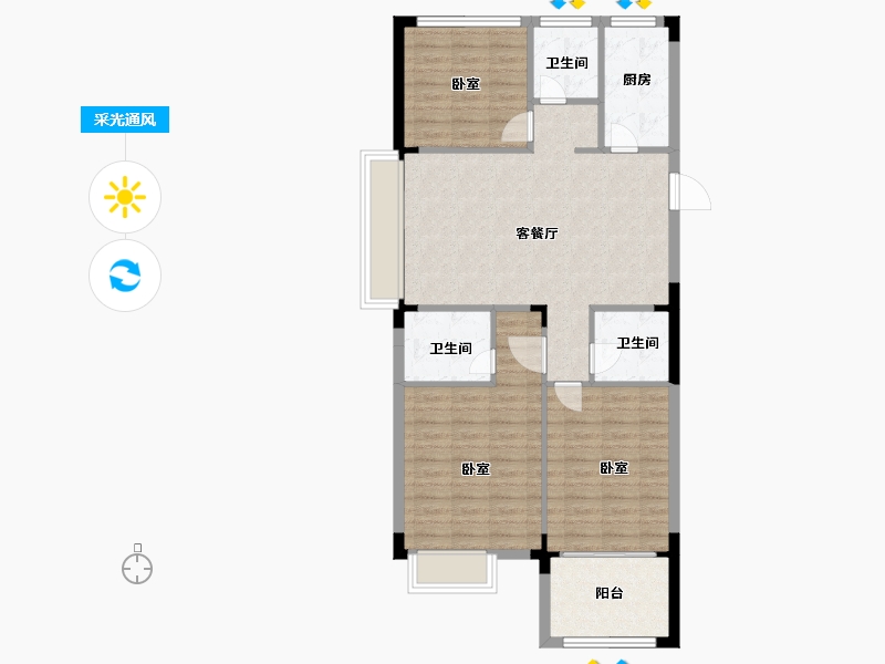 江苏省-苏州市-亨通吴越锦绣-92.00-户型库-采光通风