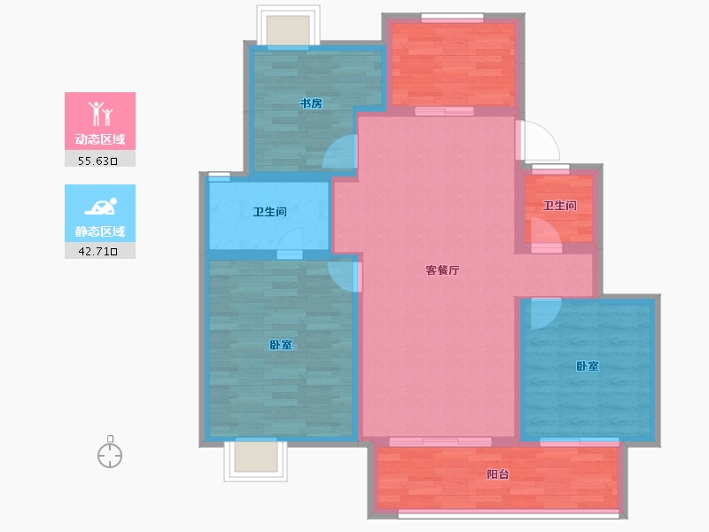 江苏省-常州市-万科金域蓝湾-88.00-户型库-动静分区