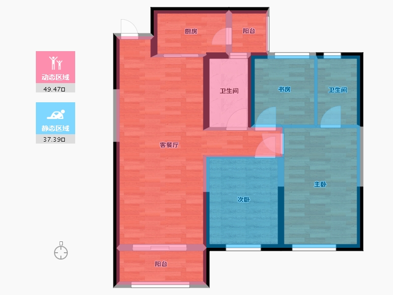 陕西省-西安市-正荣府-76.99-户型库-动静分区