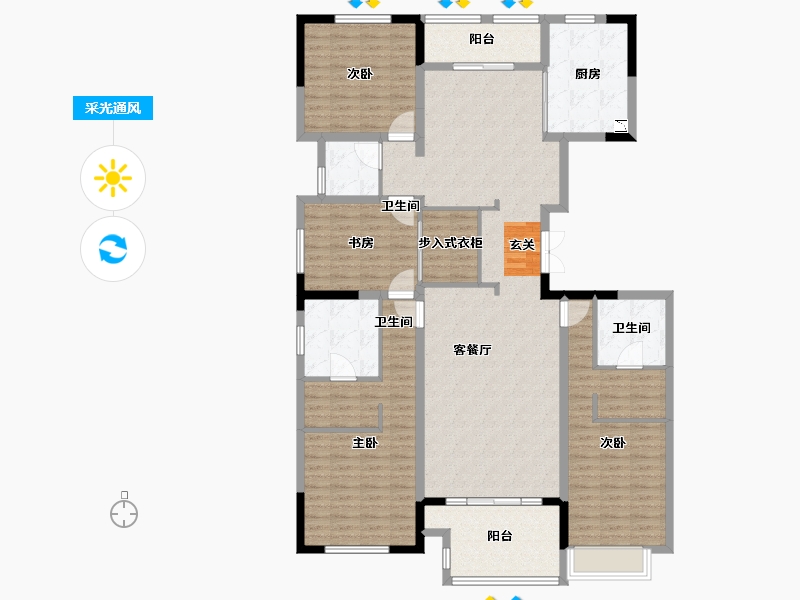 江苏省-常州市-凯纳公馆-159.80-户型库-采光通风