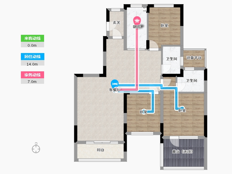 江苏省-苏州市-苏州恒大悦珑湾-104.58-户型库-动静线