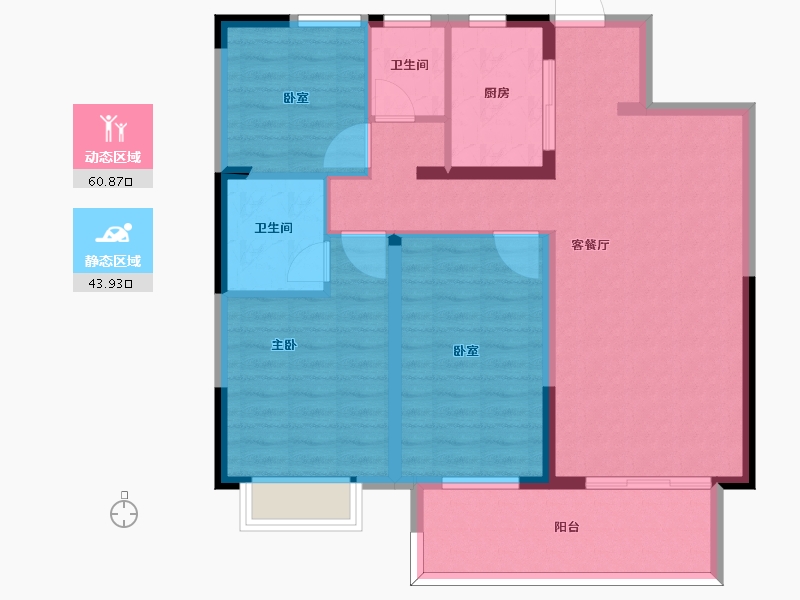 陕西省-西安市-中海阅骊山贤庭-94.04-户型库-动静分区