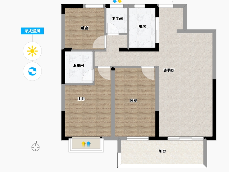 陕西省-西安市-中海阅骊山贤庭-94.04-户型库-采光通风