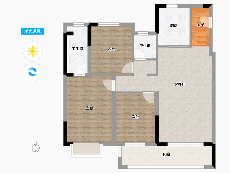 江苏省-苏州市-望熙雅苑-91.00-户型库-采光通风