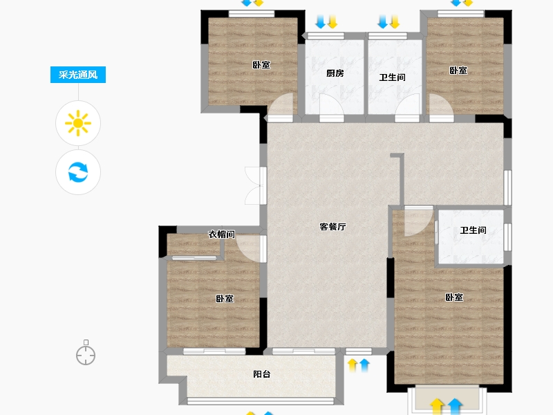 江苏省-徐州市-云龙湖·峰荟-115.00-户型库-采光通风