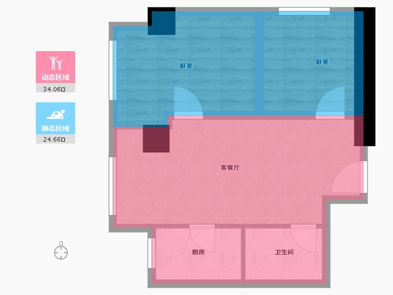 陕西省-西安市-当代宏府MOMΛ-51.00-户型库-动静分区