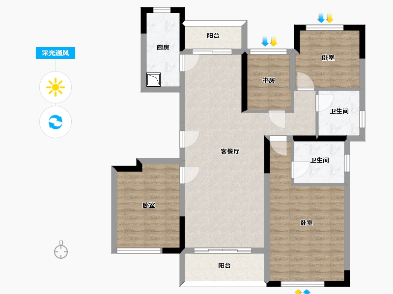 甘肃省-兰州市-兰州红星天铂-98.55-户型库-采光通风