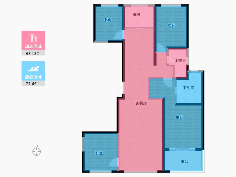 陕西省-西安市-保亿公元印-129.12-户型库-动静分区