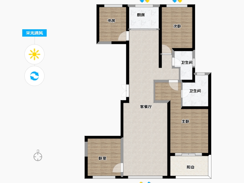 陕西省-西安市-保亿公元印-129.12-户型库-采光通风