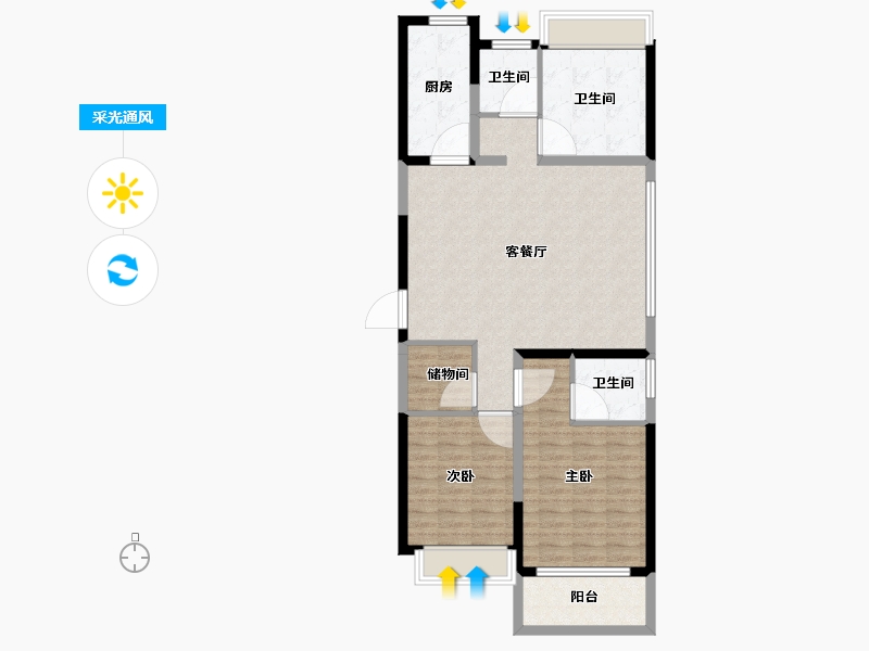 江苏省-徐州市-碧桂园大都会-99.00-户型库-采光通风