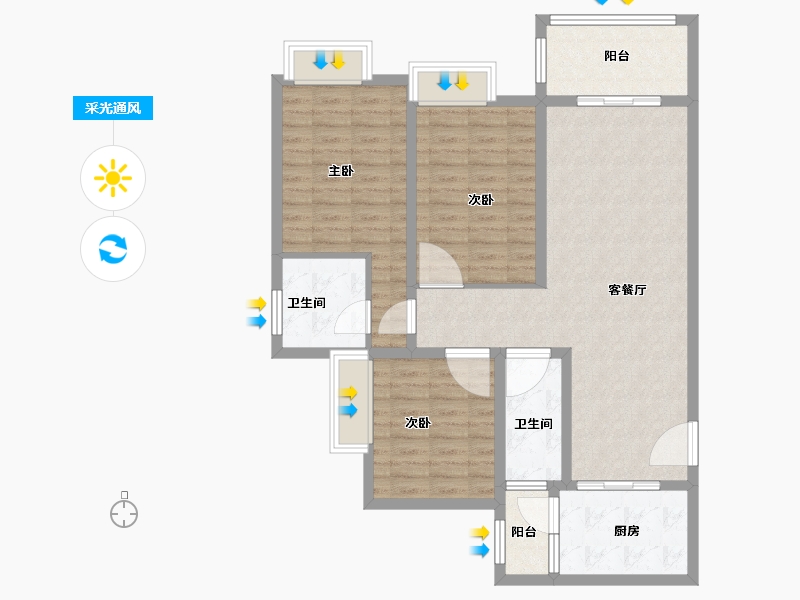 陕西省-安康市-御公馆三期-100.10-户型库-采光通风