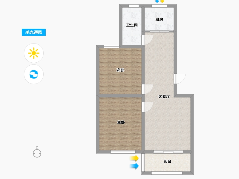 江苏省-盐城市-金丰花园-70.89-户型库-采光通风