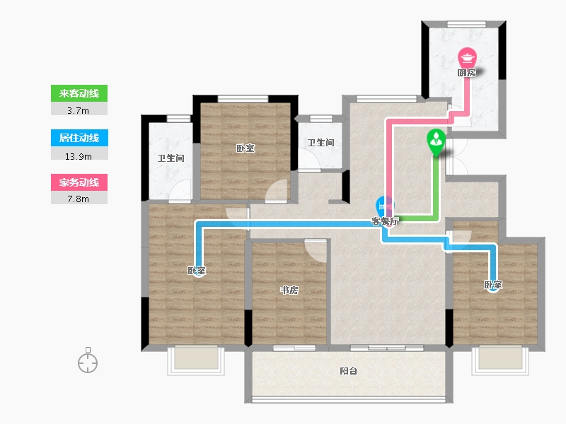 安徽省-宿州市-万成·桂花园-114.76-户型库-动静线