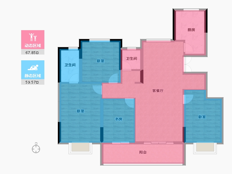 安徽省-宿州市-万成·桂花园-114.76-户型库-动静分区