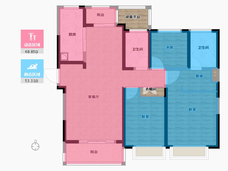 江苏省-苏州市-浅棠平江花园-113.62-户型库-动静分区