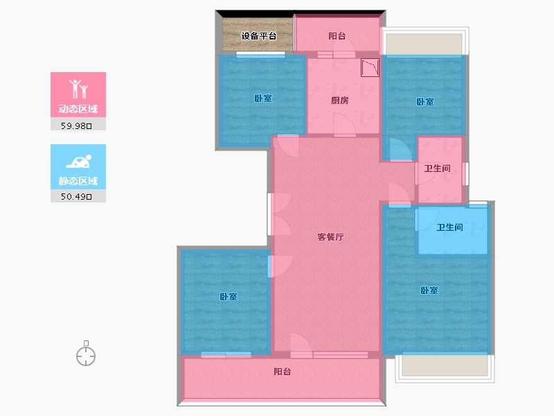 江苏省-苏州市-中锐星奕湾花园-101.19-户型库-动静分区