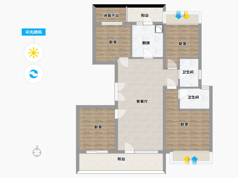 江苏省-苏州市-中锐星奕湾花园-101.19-户型库-采光通风