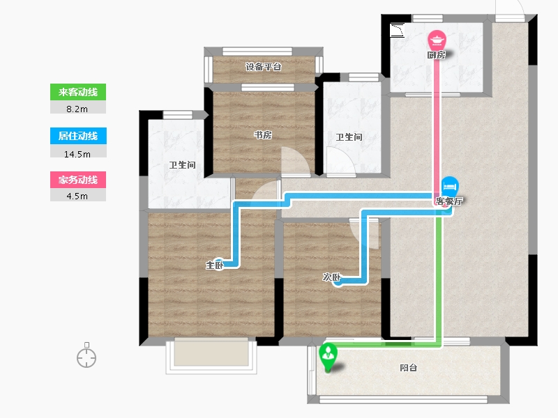 安徽省-宿州市-三巽国建风华-94.40-户型库-动静线