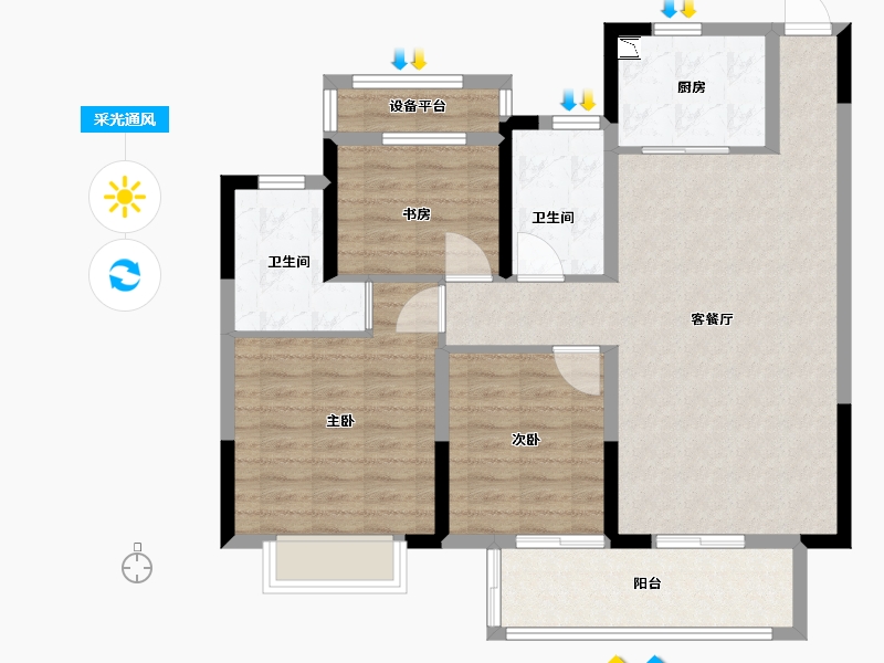 安徽省-宿州市-三巽国建风华-94.40-户型库-采光通风